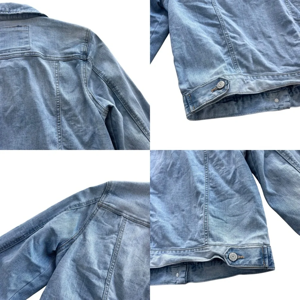 Mudd Women's Sz Small Light Wash Blue Denim Distressed Button Jean Jacket 210111